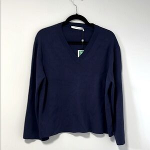 NWT Summum Navy V-Neck Sweater- oversized medium